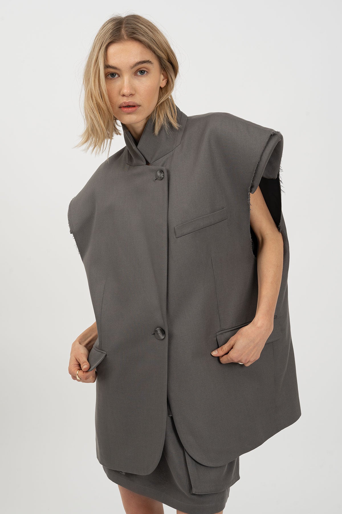 BOBBY Blazer Vest Dark Grey