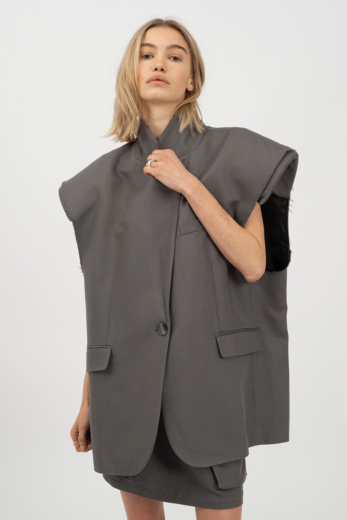 BOBBY Blazer Vest Dark Grey