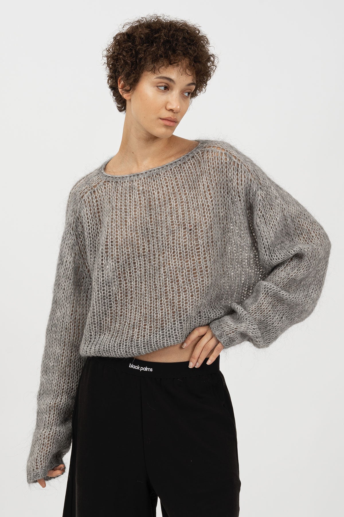 STEPHL Cropped Sweater Light Grey