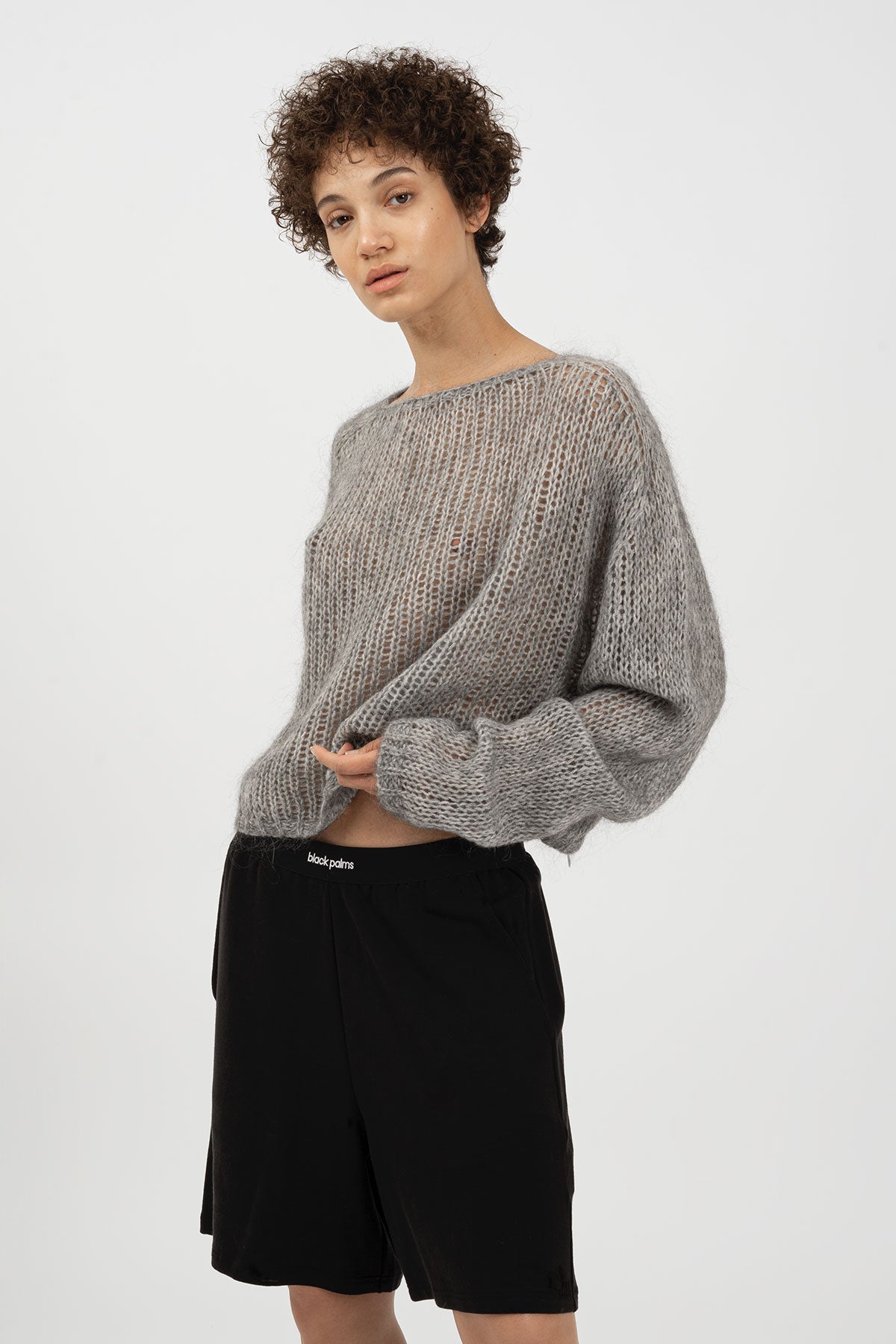 STEPHL Cropped Sweater Light Grey