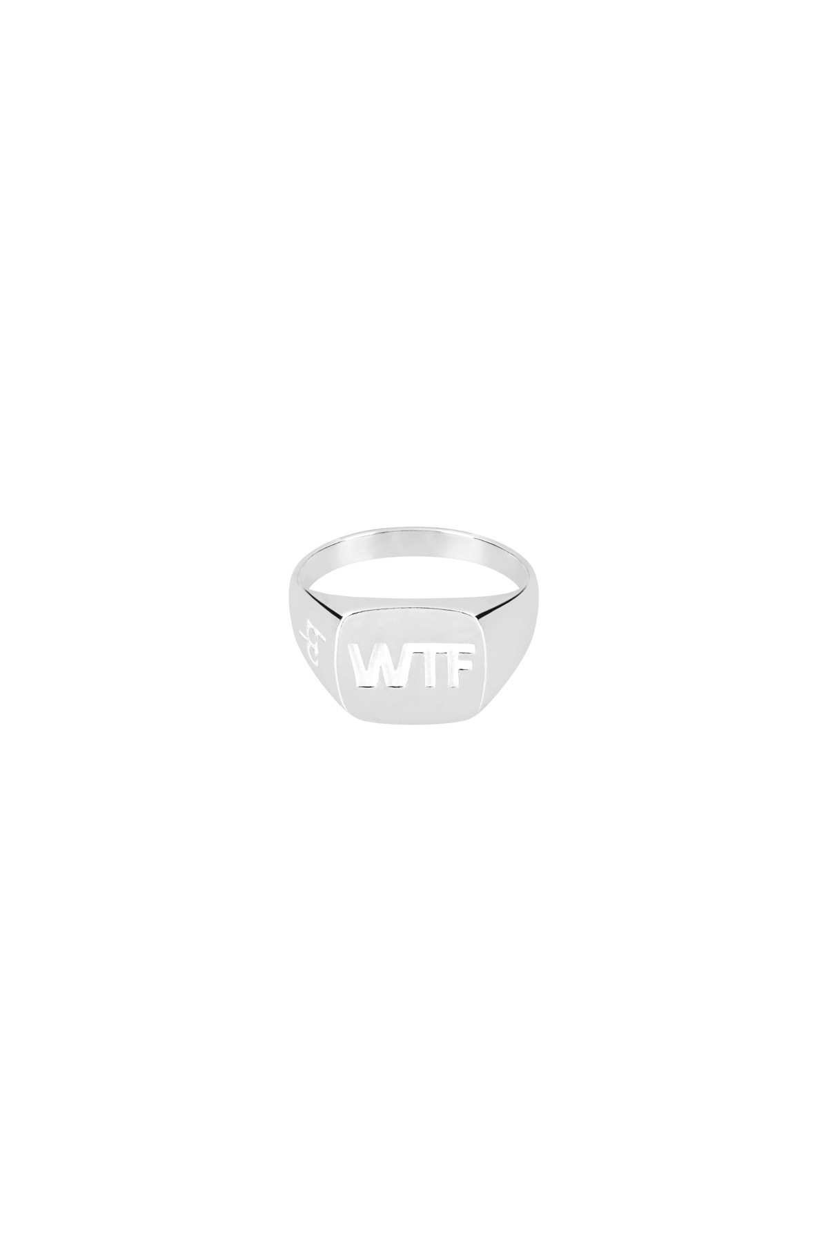 Produktbild von Statement Ring in Silber mit WTF als Prägung.