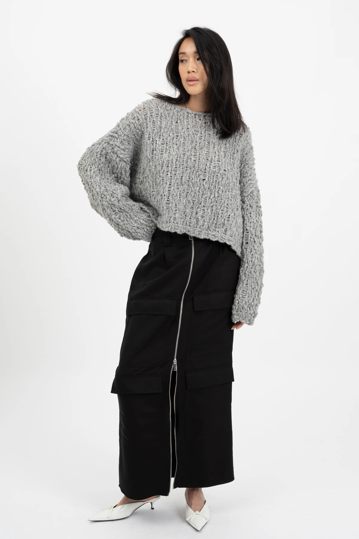 STEPHL Cropped Sweater Grey