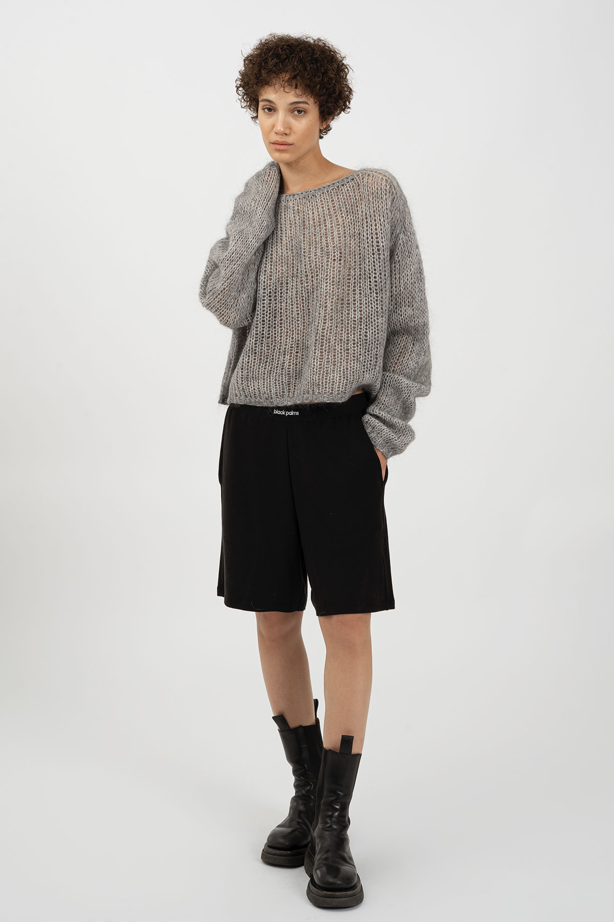 STEPHL Cropped Sweater Light Grey